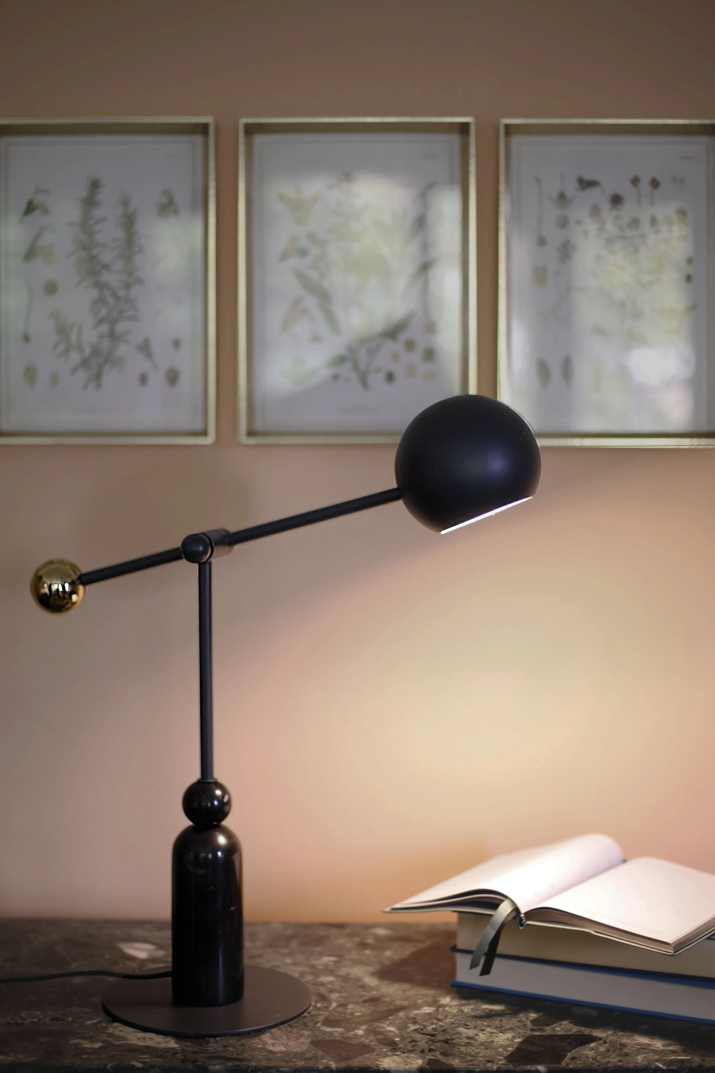 Studying under table top lamp